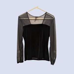 Black long sleeve mesh top